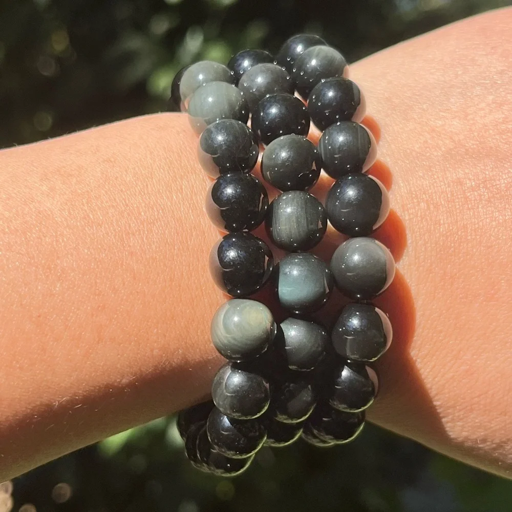 10mm stretchable rainbow obsidian bracelet‎